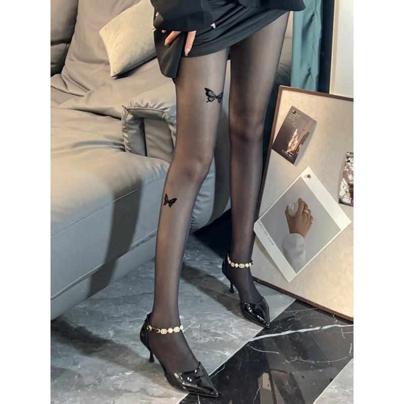 Bowknot Flocked Winter Pantyhose: Warm, Thick, Skin-Through Leggings for Women