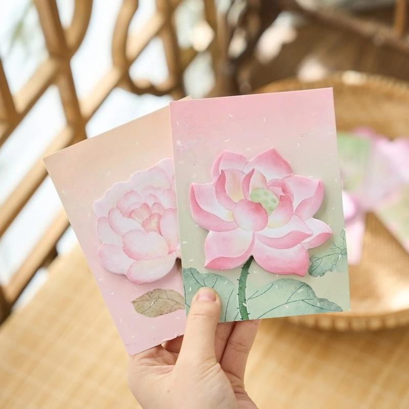 Flower Shaped Memo Book Four Seasons Flower Series Message Board Sticky Notes Decorative Sticker Student Office Stationery Supplies
