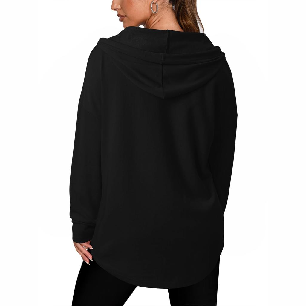Women's Fashion Casual Raglan Long-Sleeve Drawstring Coat, Vintage Buttoned Hooded Coat