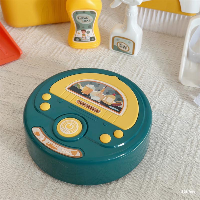Children's Pretend Play Cleaning Toy Set - Sweeping Robot & Tools
