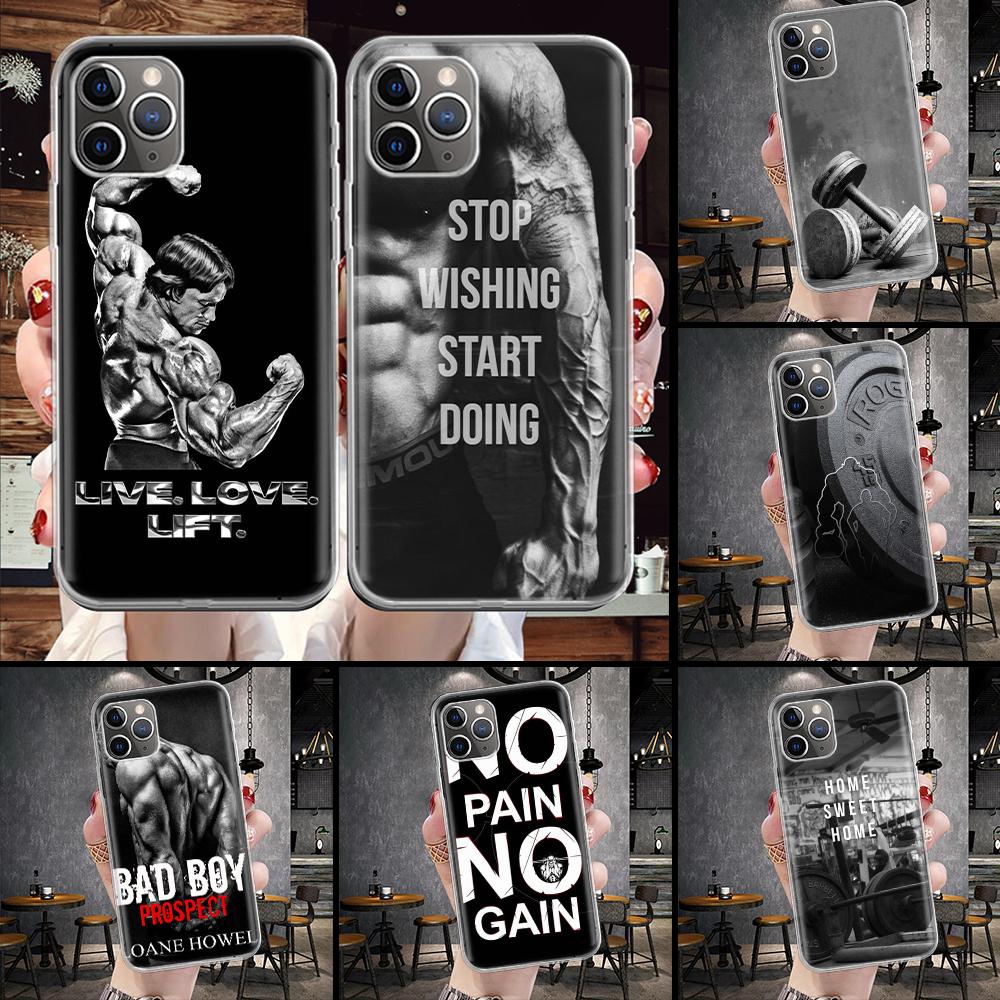 Bodybuilding Gym Fitness Muscle Soft Phone Case For IPhone 11 17 Air 16E 16 Pro Max 15 + 14 Plus 13 Mini 12 Apple 7 SE 8 Fundas