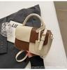 Niche Design Contrasting Color Splicing Portable Small Square Bag 2025 Winter New Texture Messenger Bag Fashionable Shoulder Bag Bag