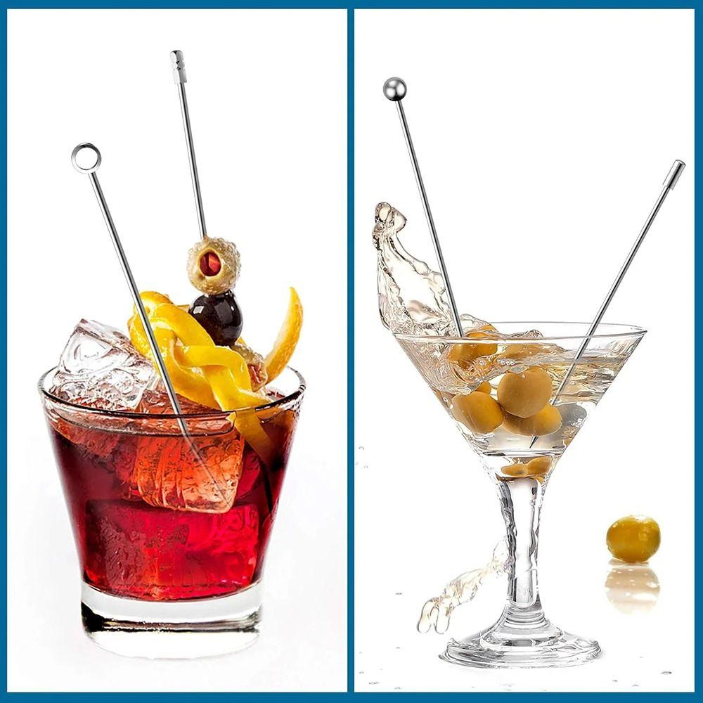 20Pcs Stainless Steel Martini Picks Long Handle Drink Stirring Sticks Cocktail Skewers Wedding