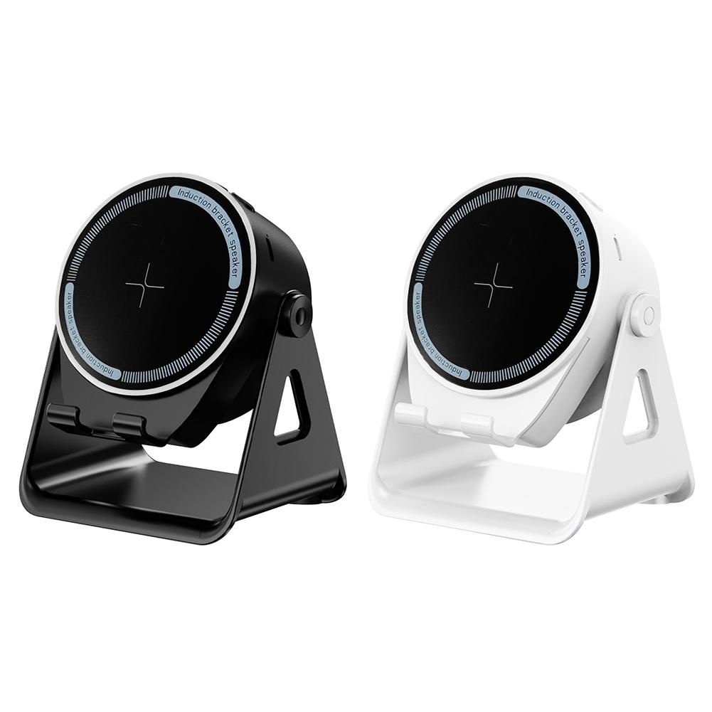 3 In 1 Induction Speaker with Phone Holder Smart Audio Speaker Anti-Slip Foldable Wireless Speaker for Universal Mobile Phone