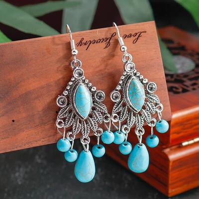 Bohemian Turquoise Water Drop σκουλαρίκια για γυναίκες Brincos Femme Dangle Hook Σκουλαρίκια Δώρο για κορίτσια για πάρτι