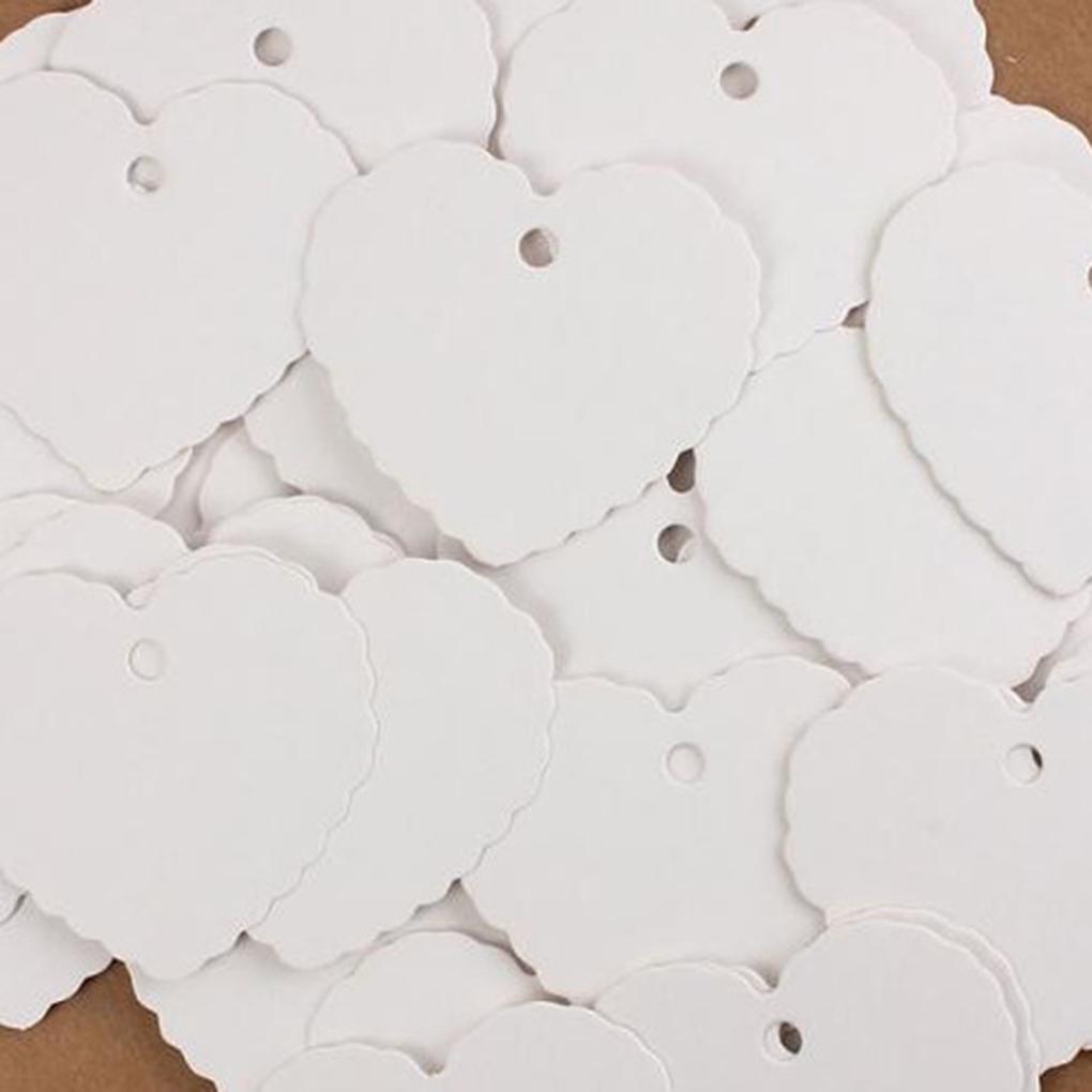 100pcs Kraft Paper Heart\-Shaped Solid Color Blank Label Jewelry Gift Postcard Home Wedding Party DIY Decoration Accessories