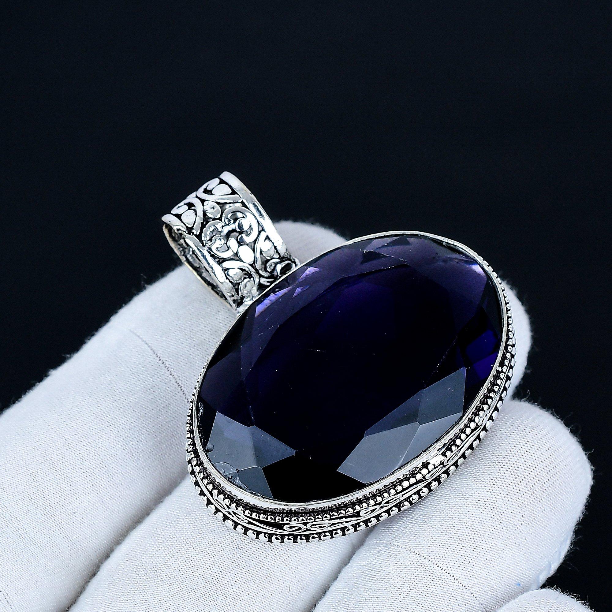 

Amethyst Pendant, 925 Sterling Silver Handmade Jewelry, Amethyst Silver Pendant, Party Wear Jewelry For Women s, Pendant Engagement Gift 6 Cm фиолетовый
