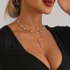 INS Perlenkette Vintage Funkelnder Diamant Kokospalme Schlange Anhänger Element Schlüsselbein Kette Halskette