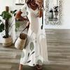 Women Plus Size V Neck Short Sleeve Abstract Printed Long Maxi Dress