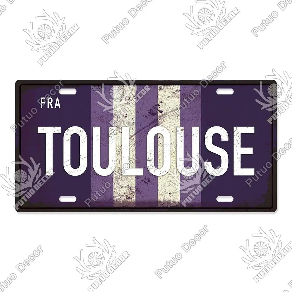 Putuo Decor French City Metal Sign Licenses Plate Plaque Metal Vintage Tin Sign Decor Bar Pub Man Cave Club Decoration