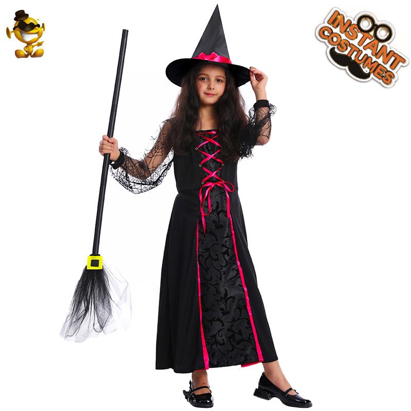 Halloween Children's Female Witch Role-playing Party Costumes, Little Girl Witch Stage Performance Costumes