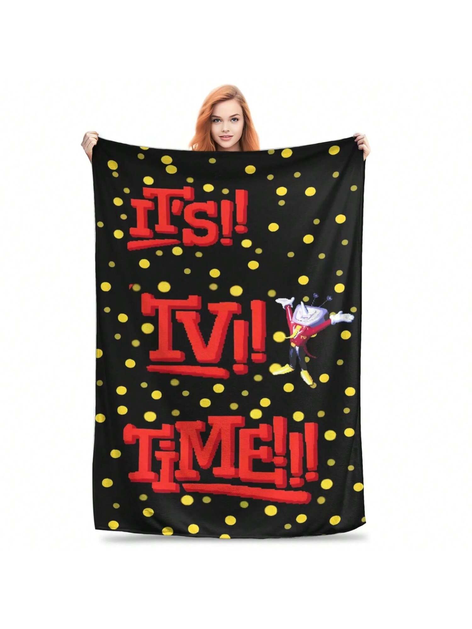 Tenna Deltarune Game, It s TV Time Meme Funny Blanket Warm Soft  Throw Blanket   Couch Chair Sofa Bed Graphic Bedspread 75X95CM