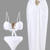 Hot Girl Style Bandeau Two Piece Bikini With Long Skirt Three Piece High Cut Swimsuit Elegant For Vacation