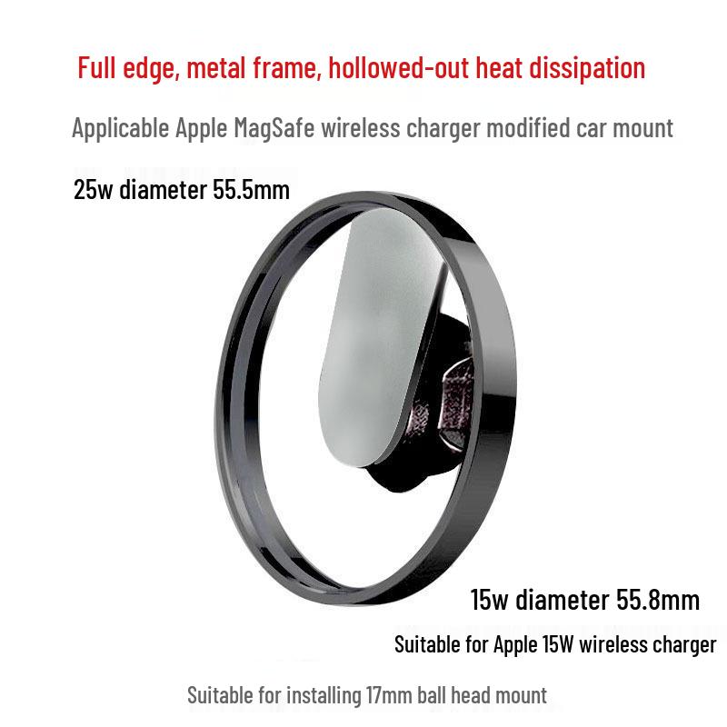 MagSafe 17mm Ball Head Bracket Zinc Alloy for Apple Wireless Charger, Car Mount