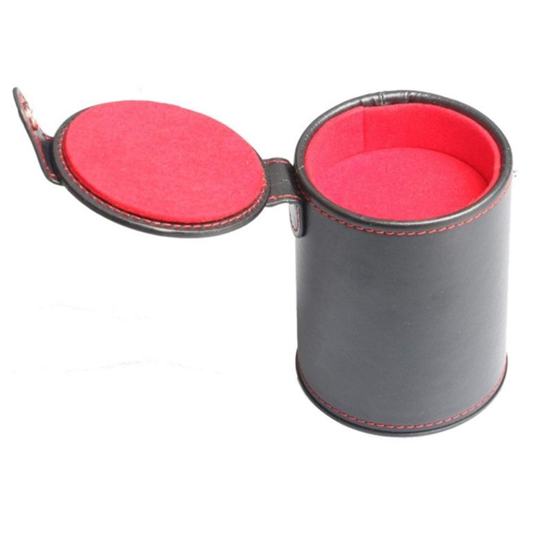 Bar Party Dices Game Accessories Dices Box PU Leather Dices Cup Container with 5 Dices for Game Playing Party Favor Toy