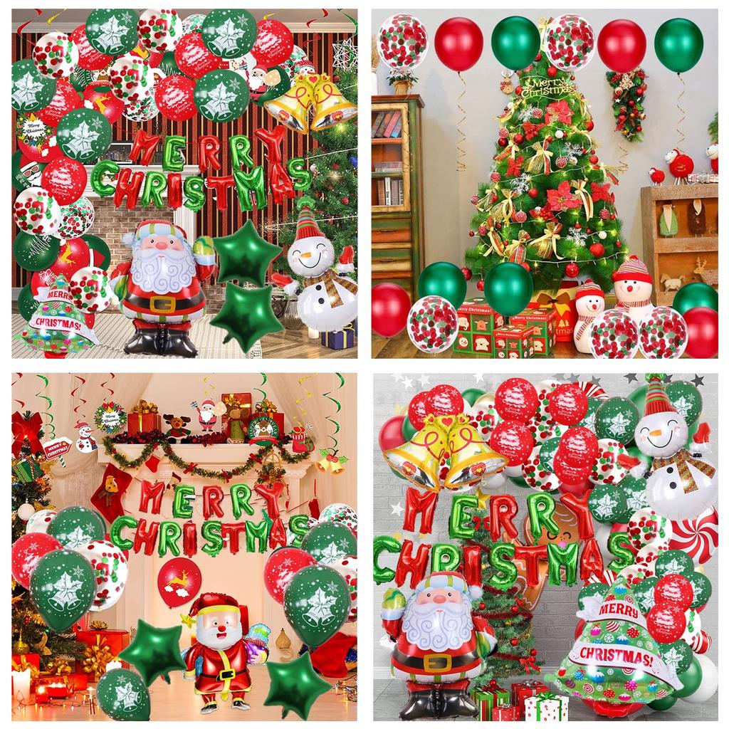 Christmas Balloon MERRY CHRISTMAS Christmas Party Foil Balloon Santa Christmas Green and Red Confetti Balloons Decorations, Balloons, Balloons,