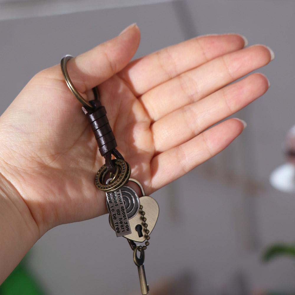 Backpack Hanging Lock Key Leather Key Chain Zinc Zinc Alloy Moon Car Key Ring  Female Lady Girl