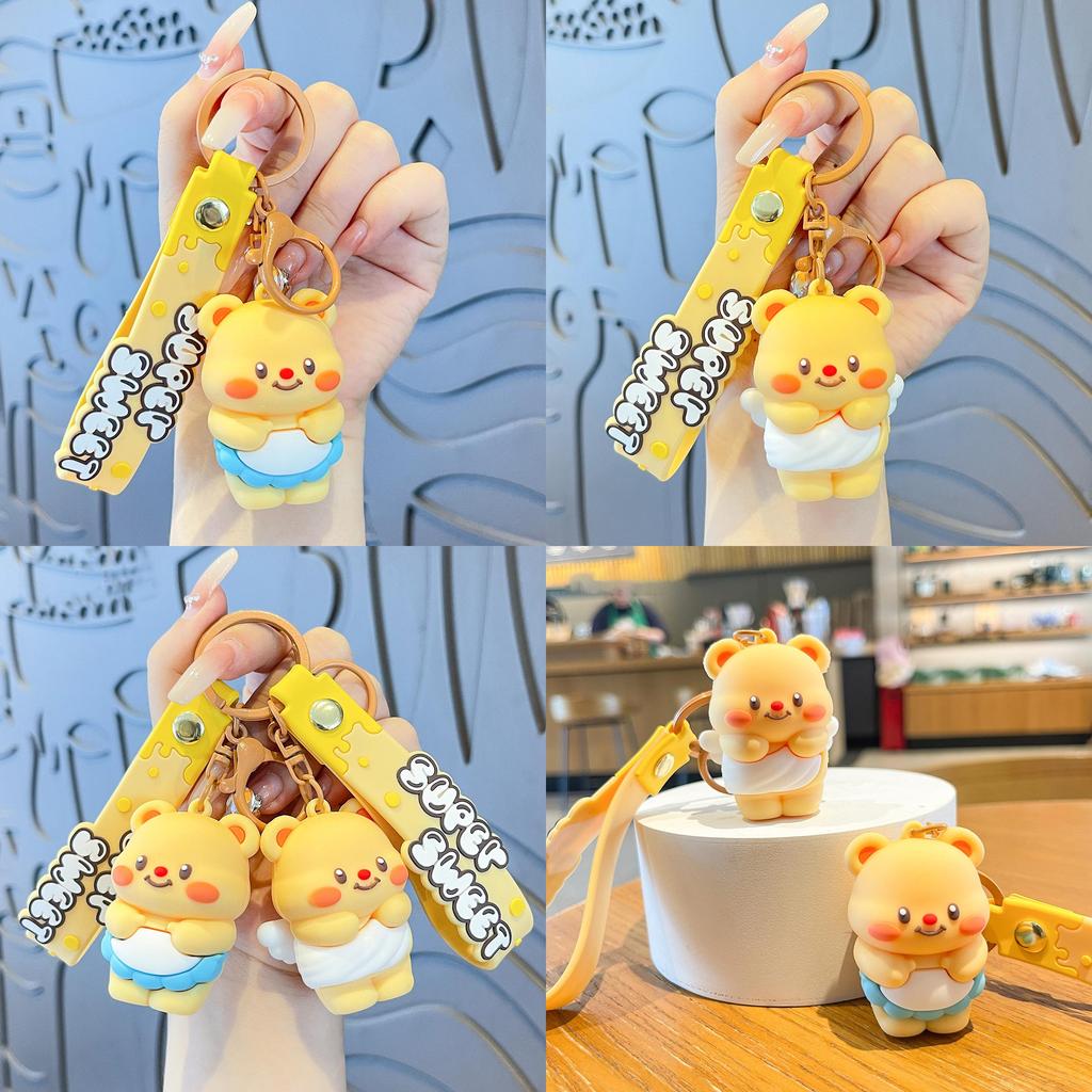 Cute Cartoon Angel And Apron Butter Bear Doll Pendant Keychain For Party Decorations And Travel Souvenirs