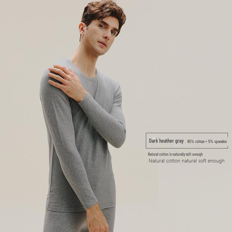 

2023 Мужской базовый слой из чистого хлопка: Осенний молодежный свитер, теплый тонкий термобелье XXL