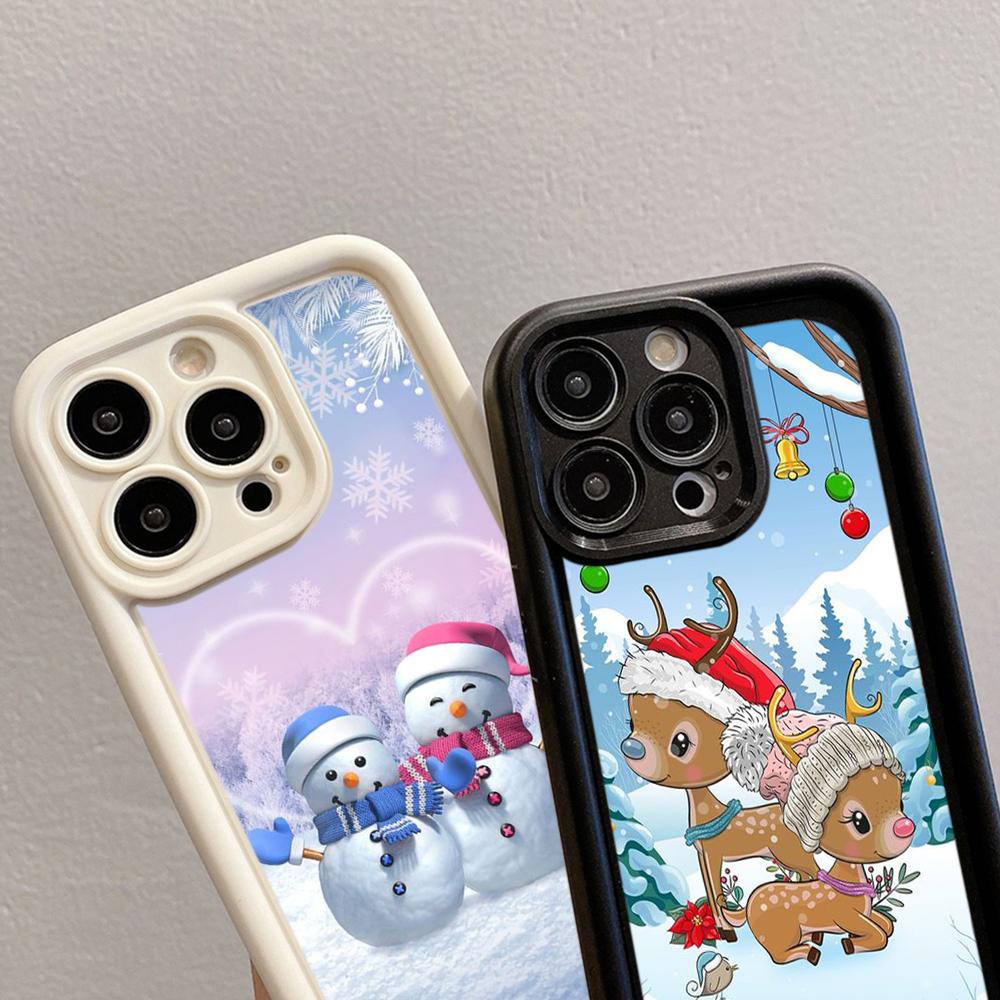 N116 Merry Christmas Happy New Year art Soft Angel Eyes Phone Cases for Samsung S23 S24 Ultra S21 FE A54 A34 A13 A14 A06 A24 Realme12 Shockproof Cover