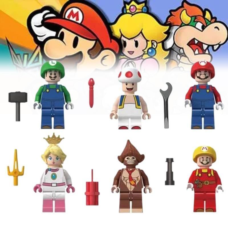 Colorful Mario Brothers Action Figures Abs Plastic Building Blocks Set