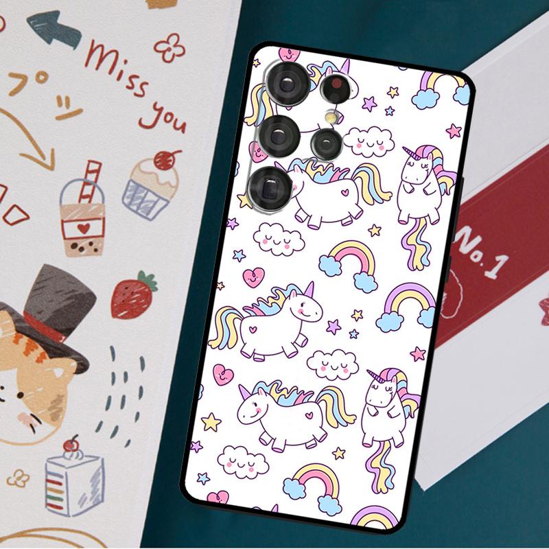 Husa cu unicorn curcubeu de desene animate pentru Samsung Galaxy S23 S21 S22 Ultra Plus S20 FE Note 20 Note 10 S8 S9 S10 Plus