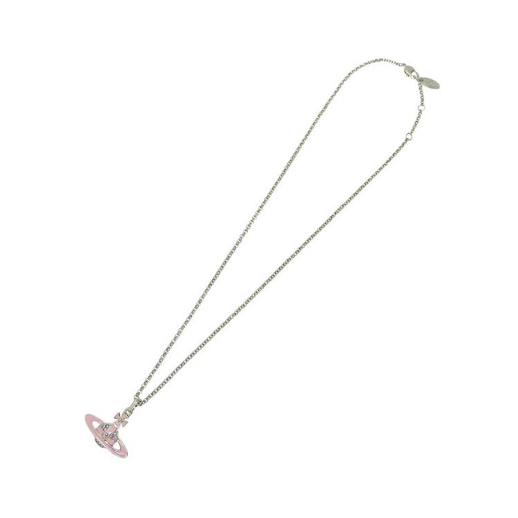 Vivienne Westwood Neil Saturn Design Platinum Necklace Women necklace Silver Pink 6302039P02P595