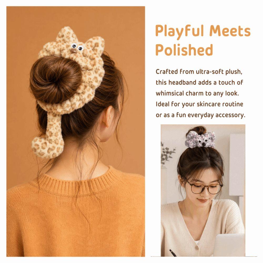 Plush Fabric Plush Cat Headband Cat Shape Plush Scrunchies Kitten Headband  For Girls Women