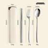 Grey White 316 SS Portable Chopsticks & Fork Set (2-Pack)