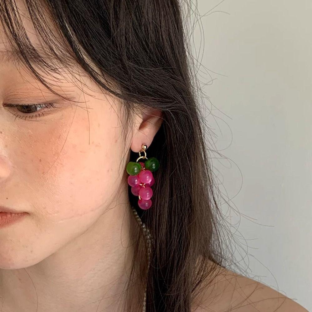 Bohemia Earrings Grape Earrings Korean Style Beads Earrings Funny Fruit Dangle Earring Gift