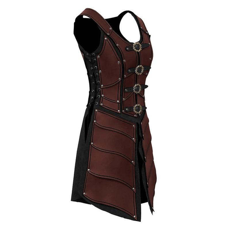 Medieval Knight Halloween Cosplay Elf Warrior Armor Costume темно-коричневого