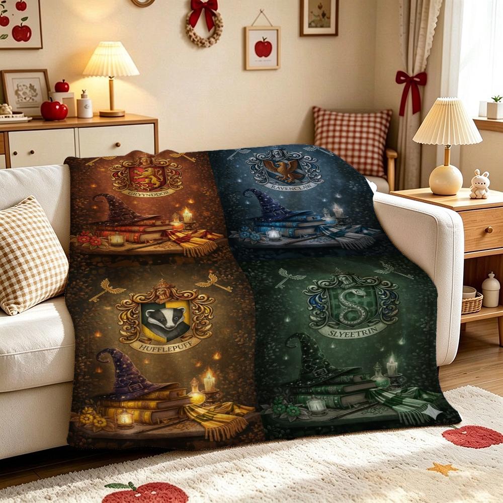 Harry Potter Magical Journey Printed Flannel Blanket Soft Comfortable Fleece Blanket For Living Room Bedroom Study Party Decor Birthday Gift