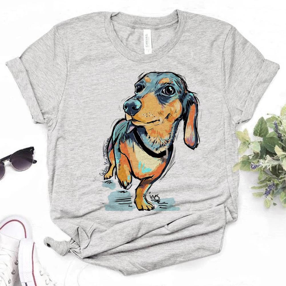 Dachshund T Shirt Women Summer Comic Y2K Top Girl Comic Clothes