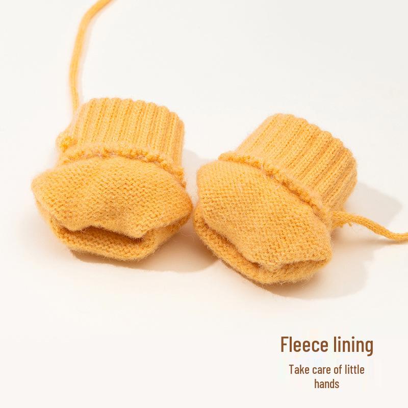 Koreanische Ins-Style Kinderwinterhandschuhe & Fingerlose Handschuhe Set mit Umhängeband für Jungen & Mädchen, Alter 1-4 Jahre, Ideal zum Radfahren.