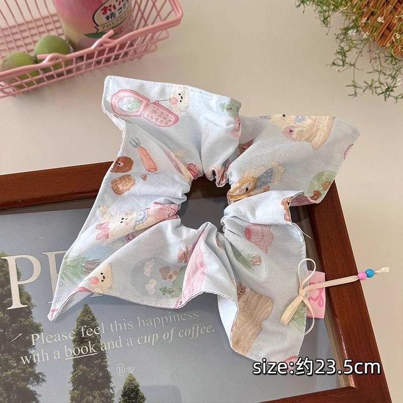 Sweet Bow Striped Square Towel Large Intestine Hair Band Women's High Elastic Ponytail Rubber Band Hair Rope Cute Headrope Hair Accessories