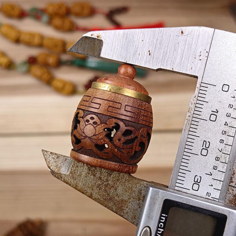 Wood Hollow Carved Aromatherapy Bottle Mini Vase Pagoda Car Hanging Decoration Fragrance Diffuser Bottle Sealed Jar Pendant