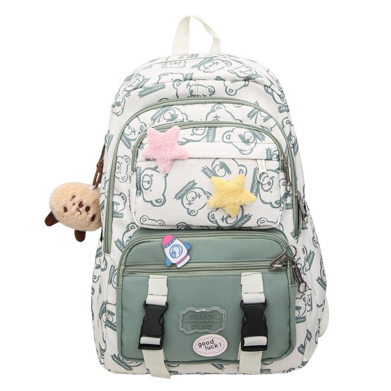 Fresh and Lightweight Large Capacity Contrasting Student Schoolbag New Korean Style College Style Backpack