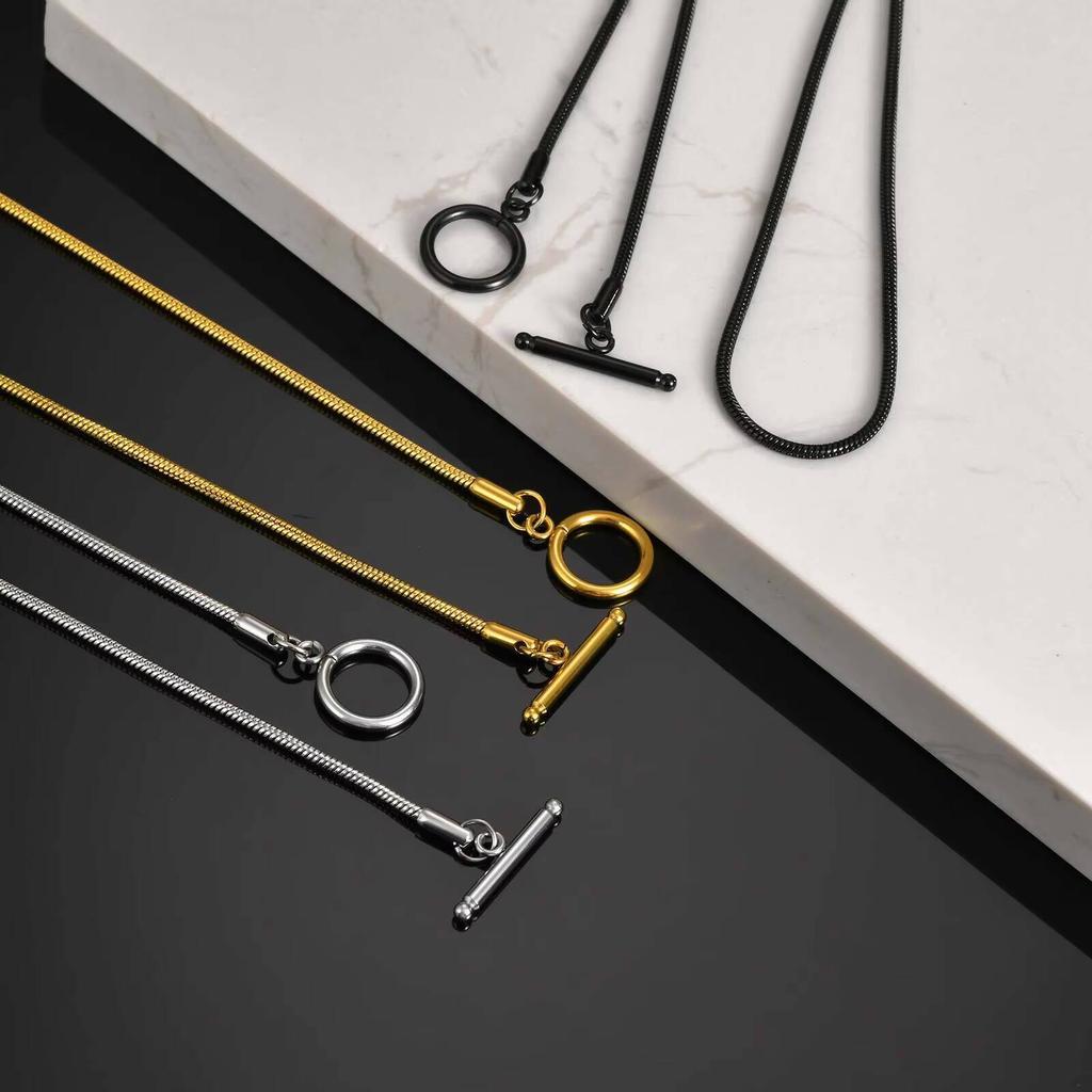Vnox Stainless Steel Round Snake Chain Necklace 50cm, 2mm Width OT Toggle Chain Link Collar, Minimalist Jewelry Gift for Men Him