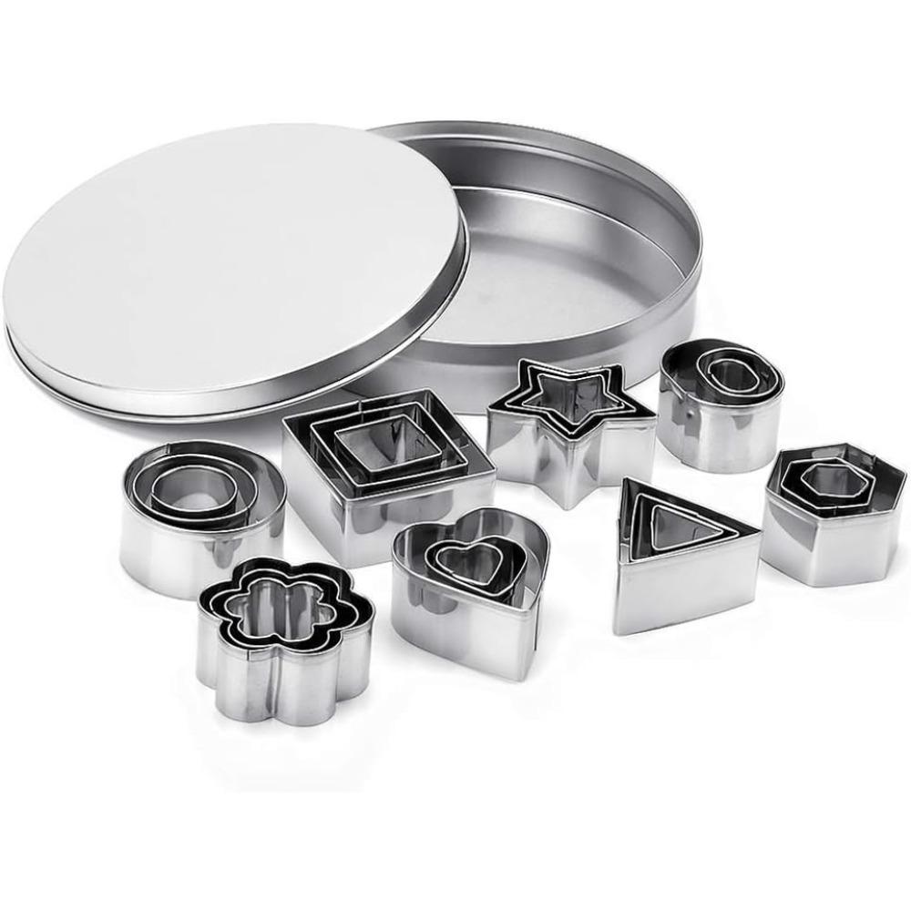 Multi-piece Set of Geometric Cookie Cutters, Stainless Steel Pastry Molds, Fruit Tools -perfect for DIY Baking and Fruit Cutting
