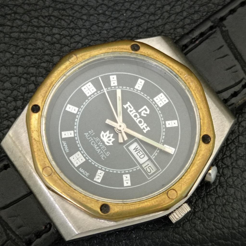 VINTAGE RICOH R31 AUTOMATIC JAPAN MENS BLACK COLOR DIAL WATCH A707921-1