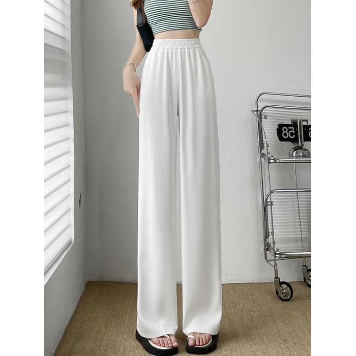 Summer wide-leg pants women s thin versatile high-waisted casual floor-mopping pants drape and thin straight suit pants S