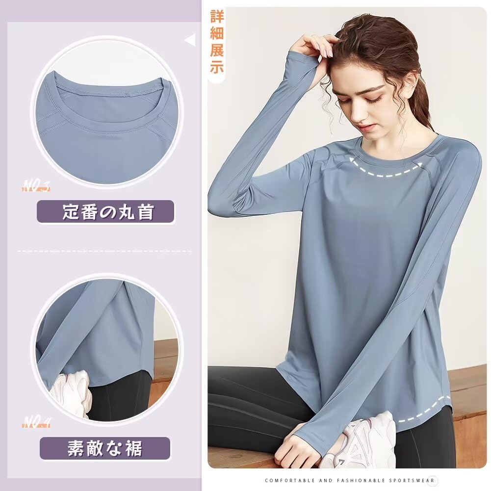 Rovidorx Long Sleeve Yoga Top with Comfortable Perfect for Gym and UV and Product Women's Thumbholes, Fit, Wear, Pilates, Training, Running,
