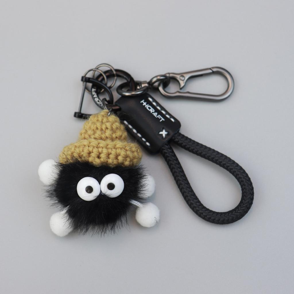 Fluffy Plush Ball Keychain Car Key Accessory Women Bag Charm Soft Adorable Little Coal Ball Pendant Jewelry for Auto Decor