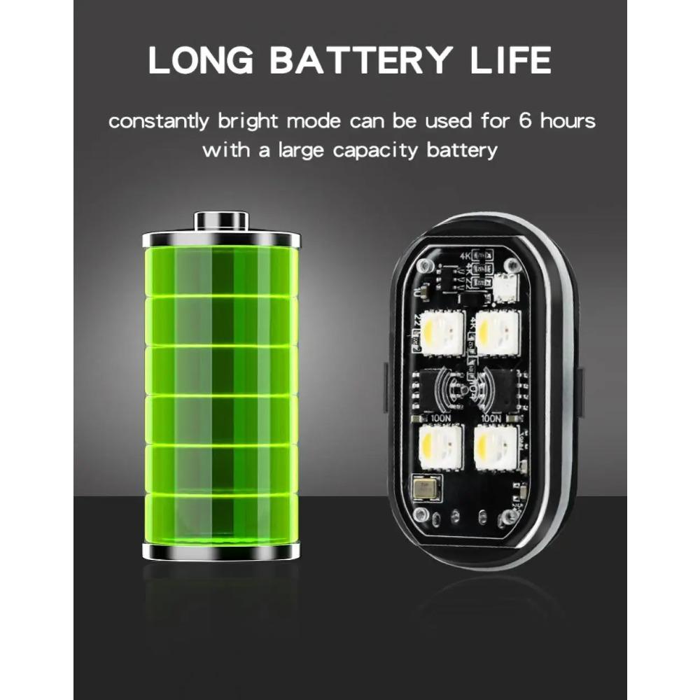 2/4pcs Wireless LED Strobe Lights Car Decor Atmosphere Light, 8 Colors Motorcycle Lights LED Flash with USB Charging
