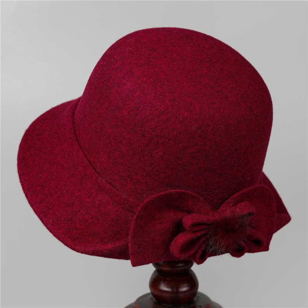 Middle-Aged Mother Hat Season Wool Warm Bucket Hat Old Lady Grandma Elegant Basin Hat