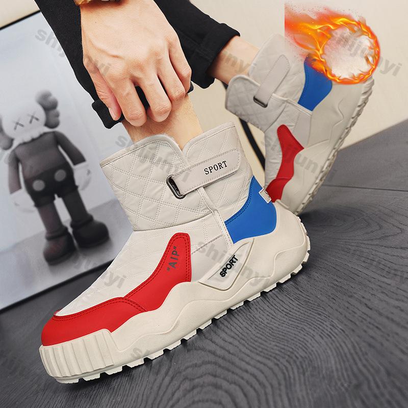 Fashion Men Winter Ankle Snow Boots Men New Thick Soled Waterproof Outdoor Non-slip Soft Warm Cotton Shoes Comfort Non-slip Ankle Boots