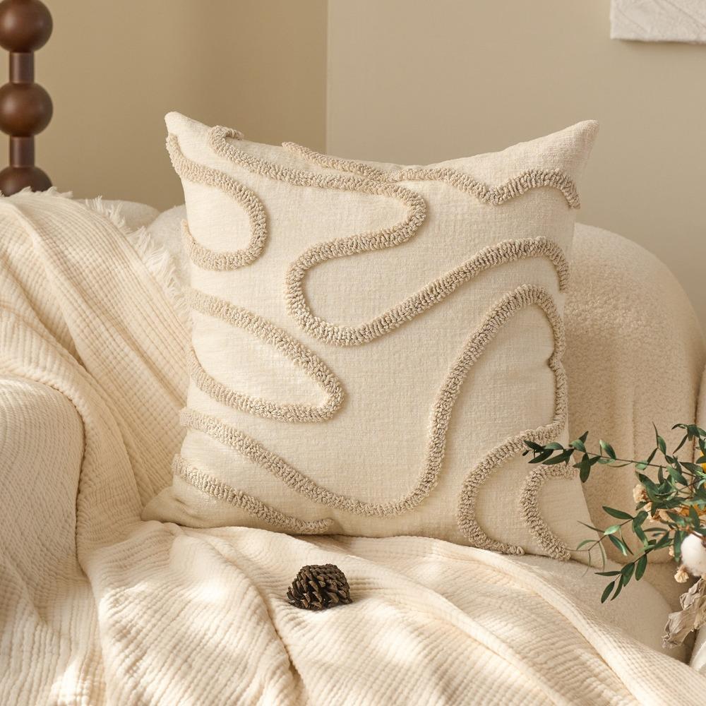 

Геометрические линии Наволочка в стиле бохо Наволочка для диванной подушки Новая шенилловая наволочка для гостиной белый