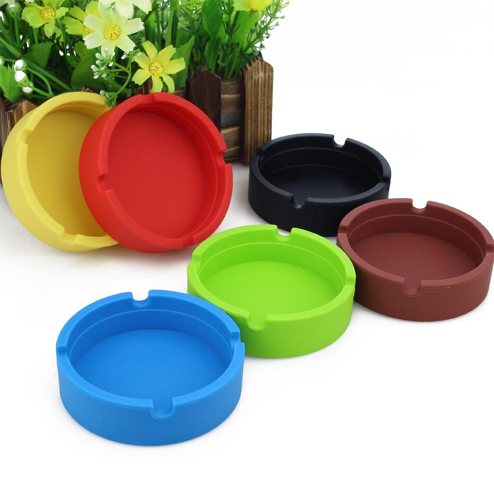 Ashtray Temperature Resistant Ash Tray Table Holder Washable Travel Household Office Car Bottle Cup Pad Mat Solid Color