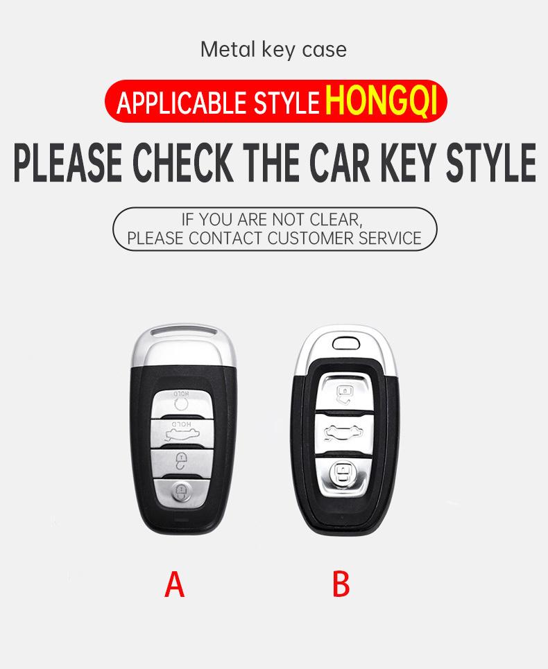 Moulures Intérieures Coque de Protection pour Clé Intelligente de Voiture Pour FAW Hongqi H5 E-HS9 H9 HS9 HS5 HS7 2020 2021 Alliage de Zinc Nouveau Cuir Auto K