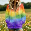 Damen Lässige Kapuzenjacke mit Aufdruck, Langarm, mit und Taschen, Lockere Passform